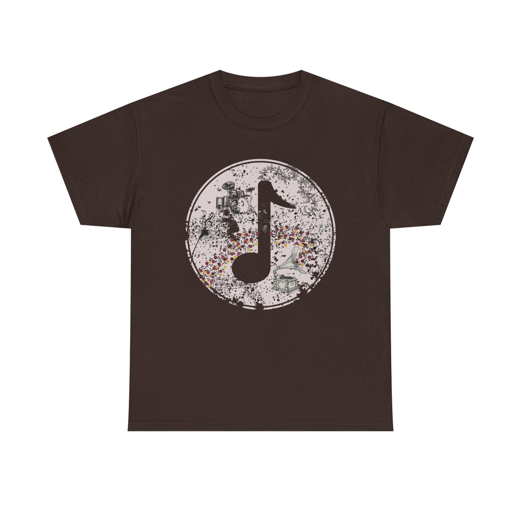 Vintage-Looking Music Motif Unisex Tee - Bold Musical Design- Pretty Aesthetic T-shirt