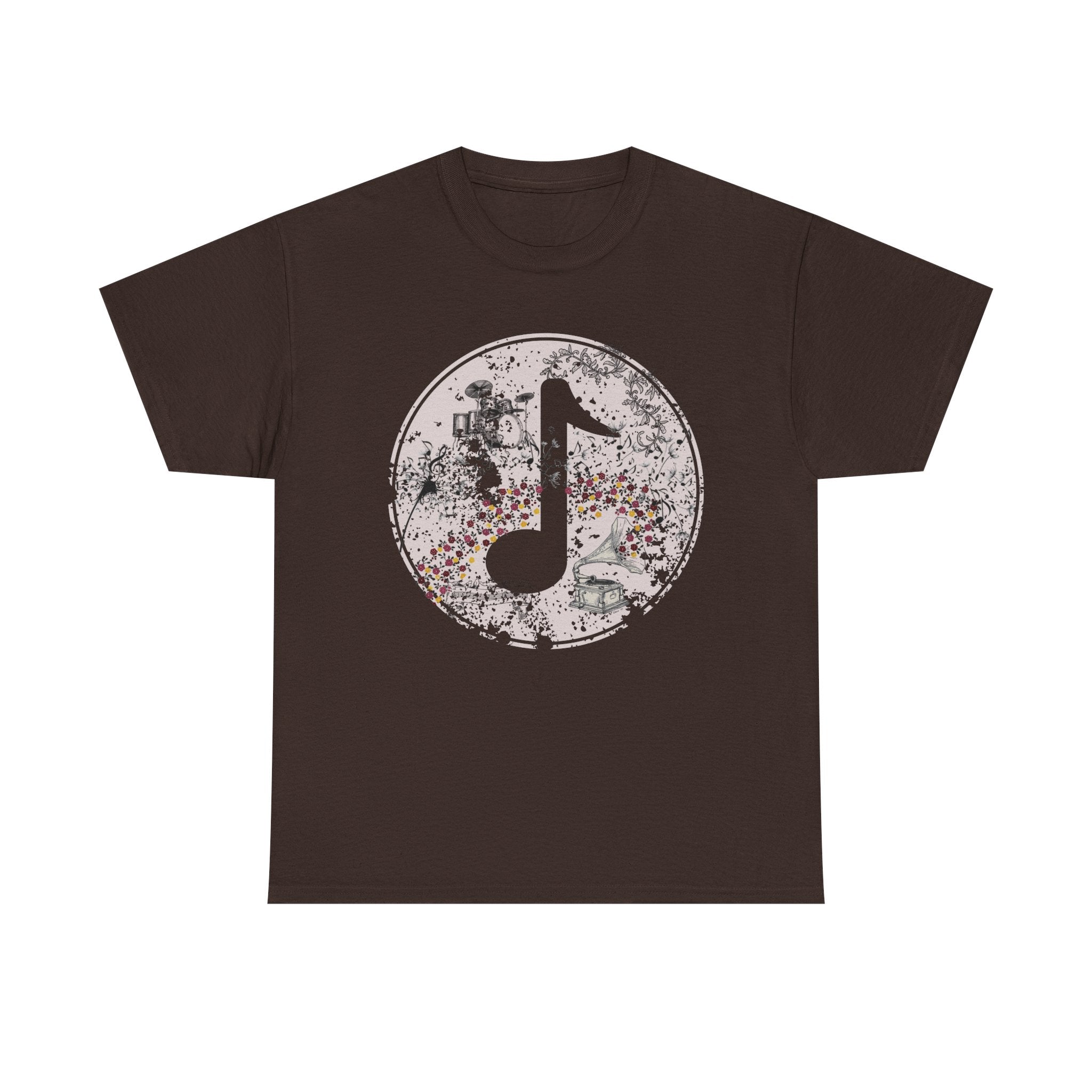 Vintage-Looking Music Motif Unisex Tee - Bold Musical Design- Pretty Aesthetic T-shirt