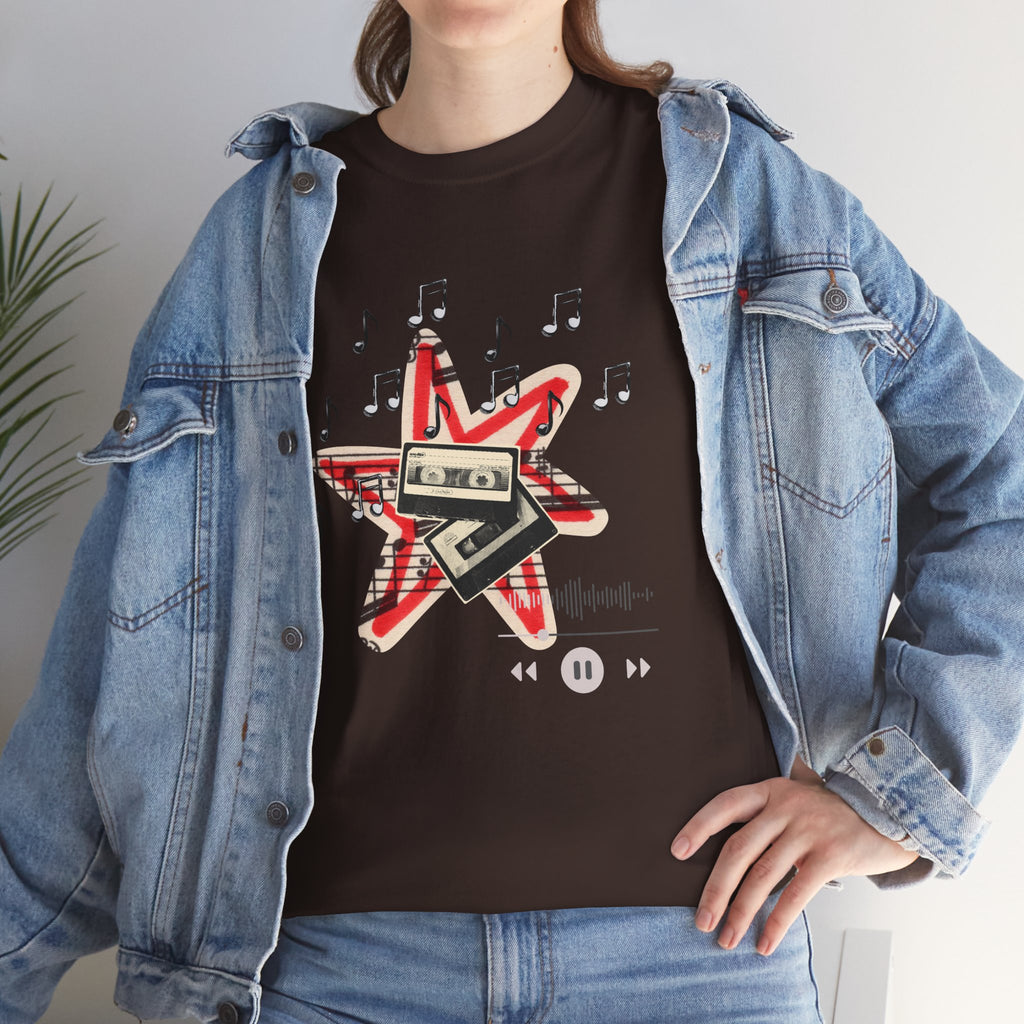 Retro Music Motif Unisex Tee - Cassette Music Motif Streetwear - Cool Fun Aesthetic T-shirt