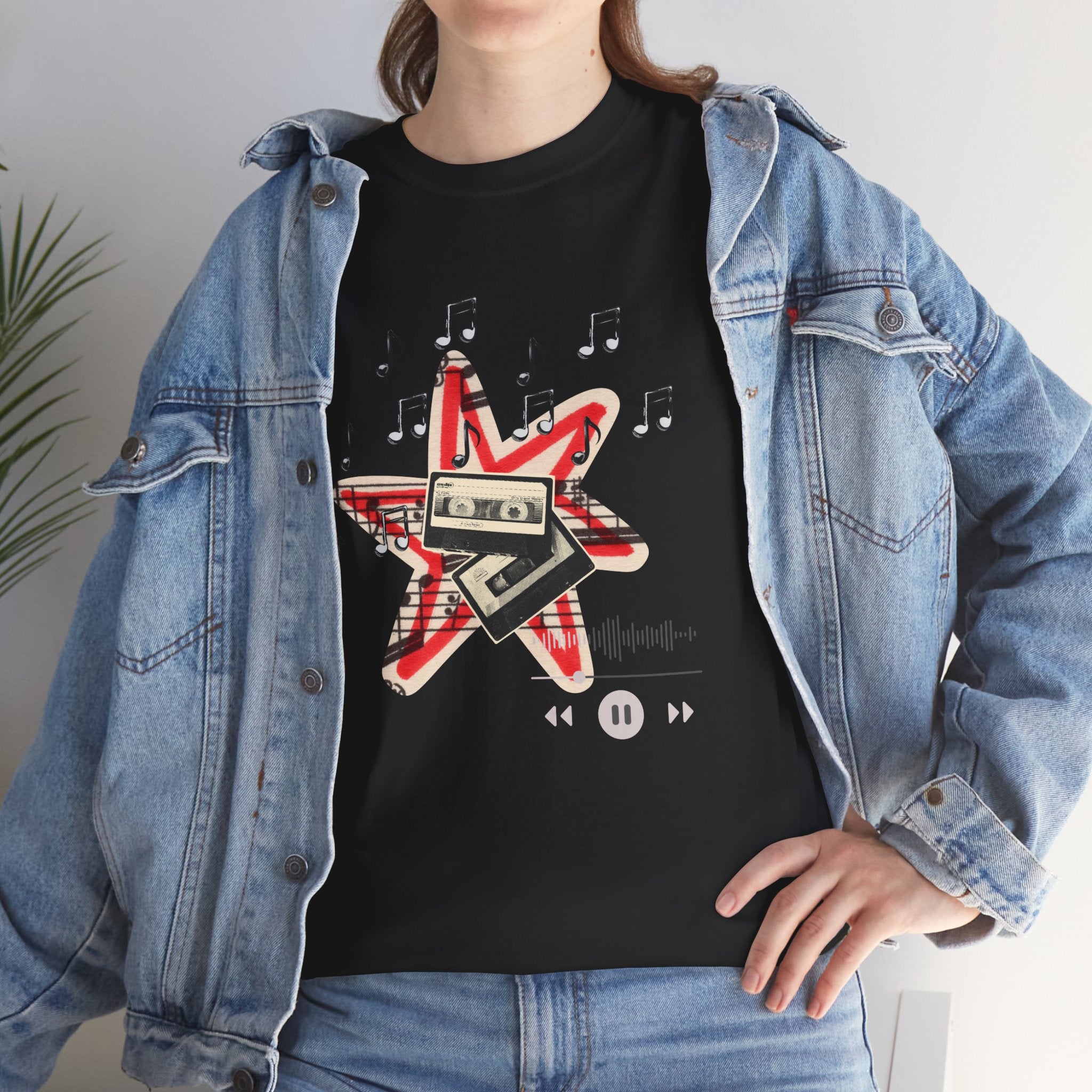 Retro Music Motif Unisex Tee - Cassette Music Motif Streetwear - Cool Fun Aesthetic T-shirt