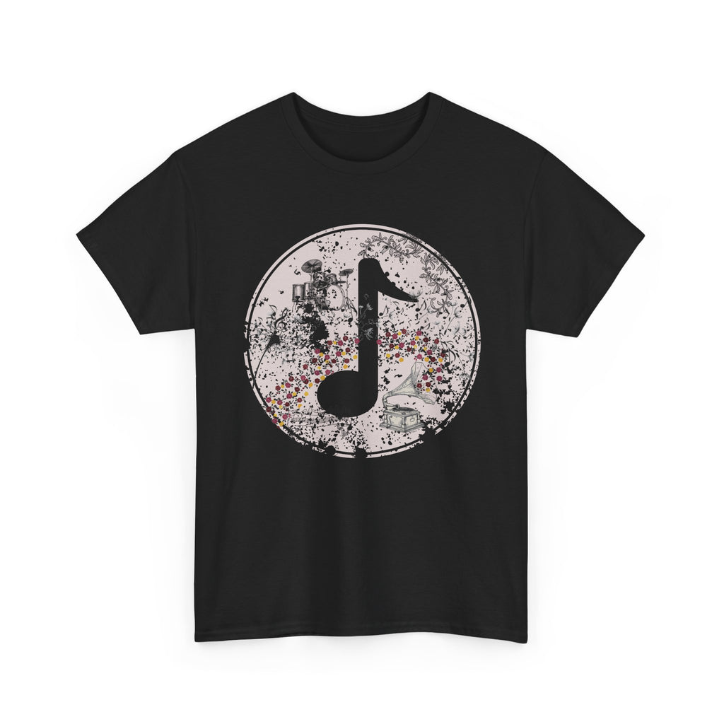 Vintage-Looking Music Motif Unisex Tee - Bold Musical Design- Pretty Aesthetic T-shirt