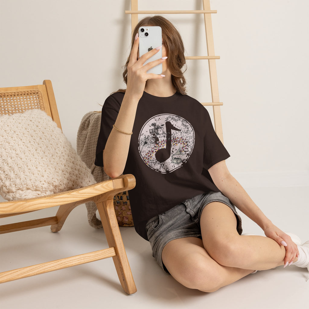 Vintage-Looking Music Motif Unisex Tee - Bold Musical Design- Pretty Aesthetic T-shirt