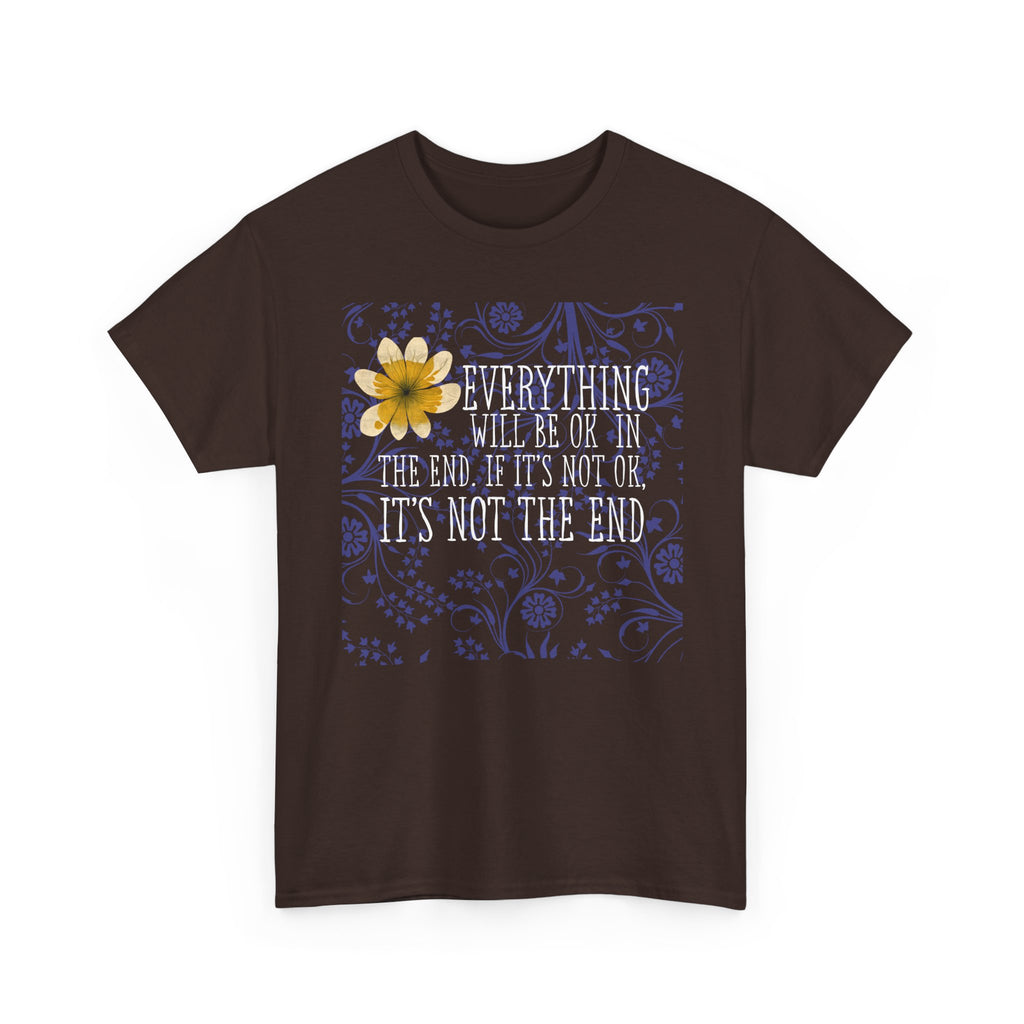 Everything Will Be OK Inspirational Graphic Tee - Yellow Flower & Purple Aesthetic T-Shirt
