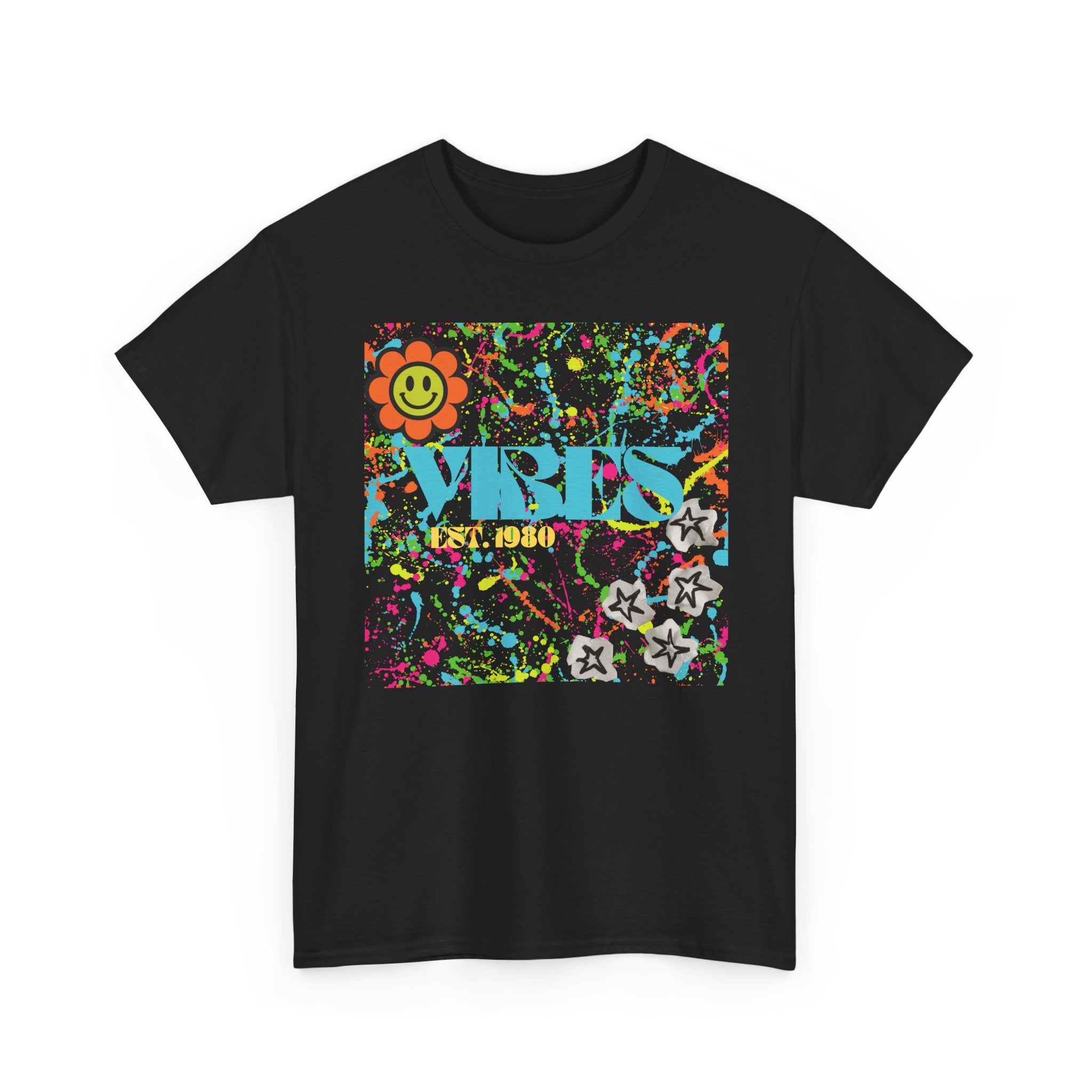 Retro-looking Colourful Unisex Tee - Vibes Est 1980 - Bold Fun Aesthetic T-shirt