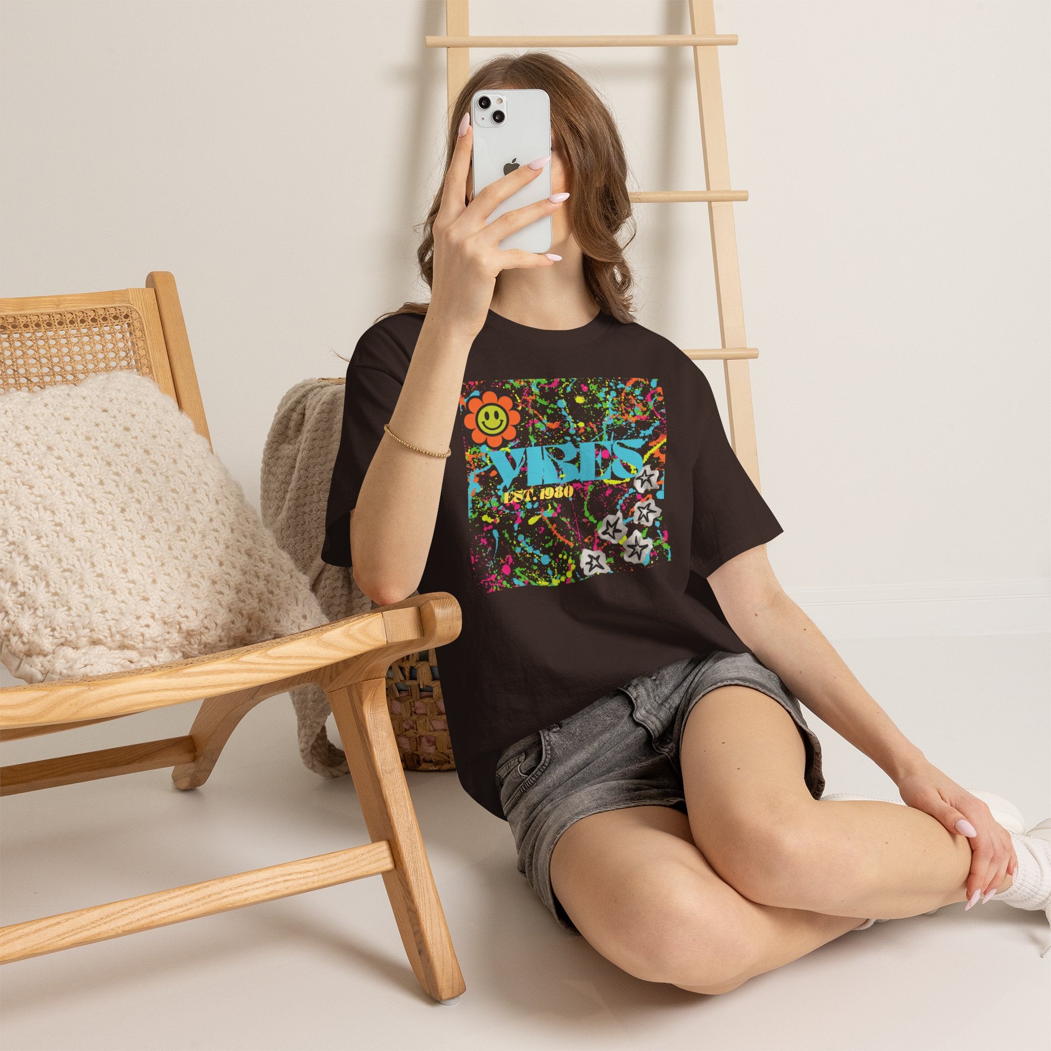 Retro-looking Colourful Unisex Tee - Vibes Est 1980 - Bold Fun Aesthetic T-shirt