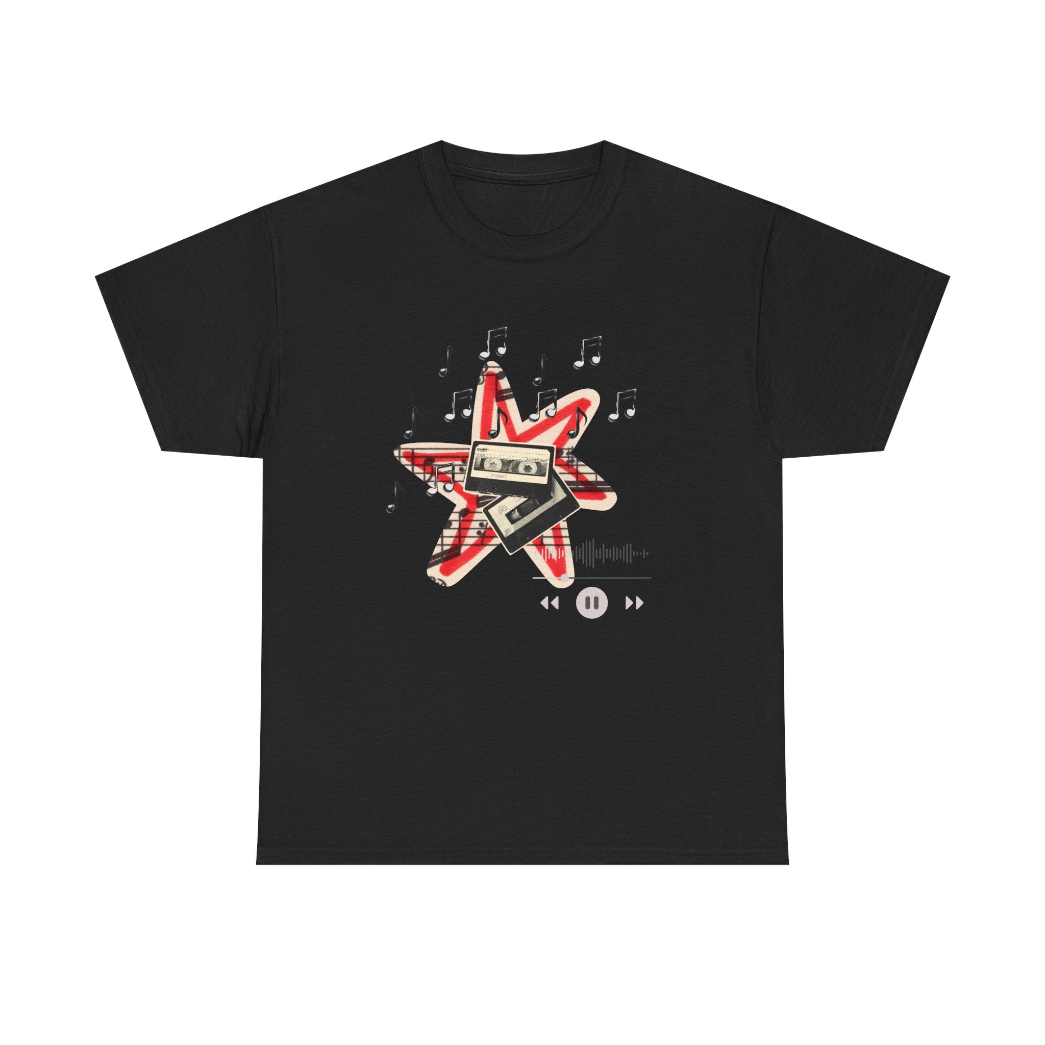 Retro Music Motif Unisex Tee - Cassette Music Motif Streetwear - Cool Fun Aesthetic T-shirt