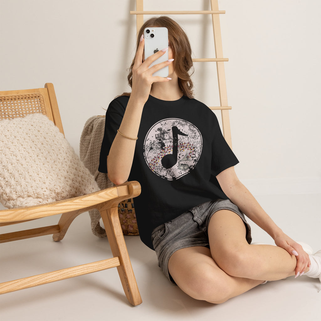 Vintage-Looking Music Motif Unisex Tee - Bold Musical Design- Pretty Aesthetic T-shirt