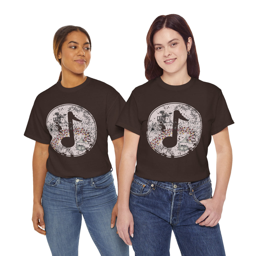Vintage-Looking Music Motif Unisex Tee - Bold Musical Design- Pretty Aesthetic T-shirt