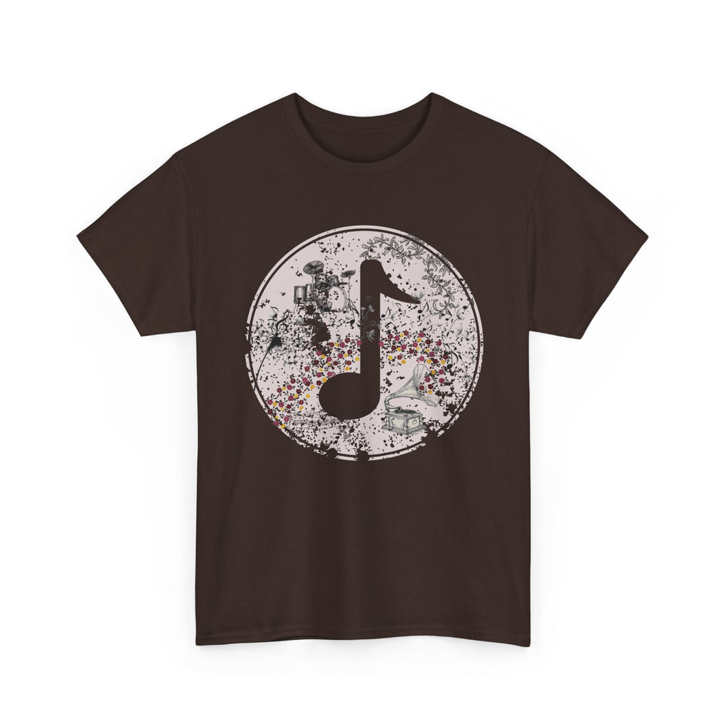 Vintage-Looking Music Motif Unisex Tee - Bold Musical Design- Pretty Aesthetic T-shirt